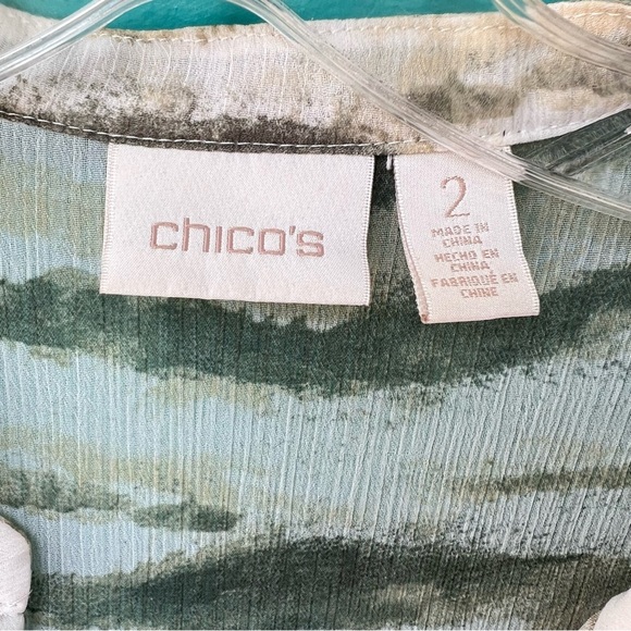 Chico's Dynamic Twist Tula Tunic Top Asymmetrical Hem Roll Tab Sleeve SIZE LARGE - Picture 4 of 10